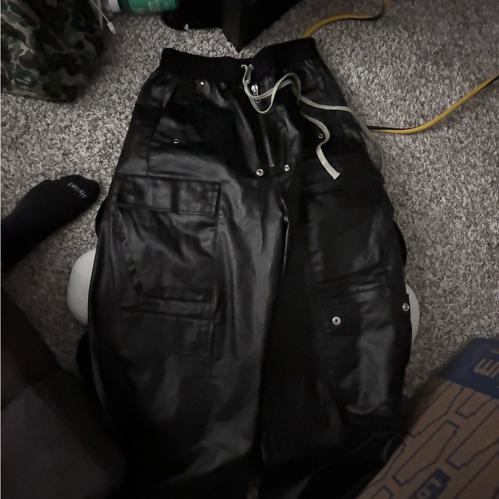 Rick Owens Black Cargo Pants with Drawstring